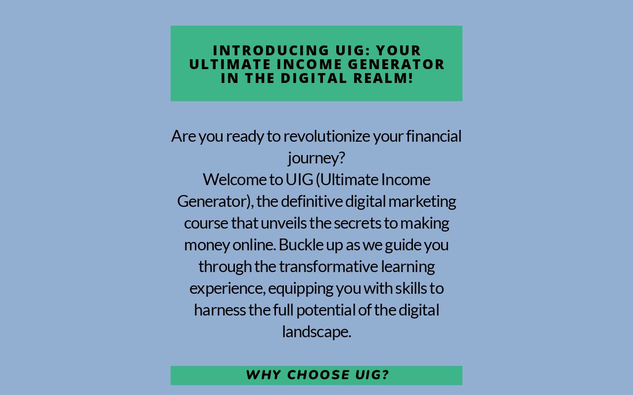 Daily Income Generators Ultimate Income Generator